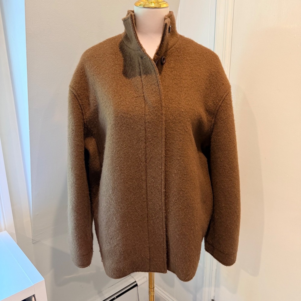 Moia Seoul Brown Alpaca Wool Oversized Coat Quilted Lining | Size OS